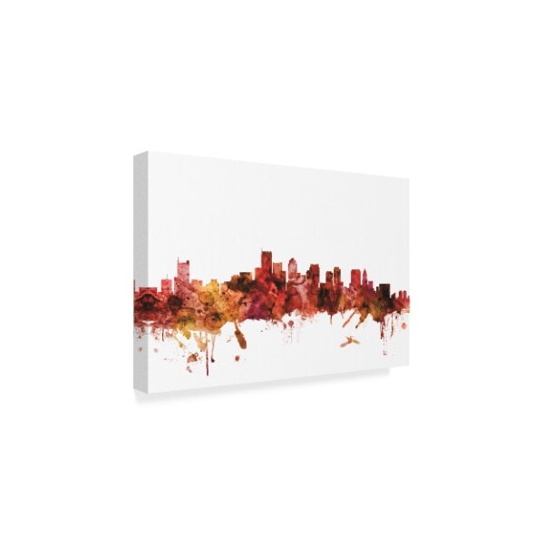 Michael Tompsett 'Boston Massachusetts Skyline Red' Canvas Art,12x19